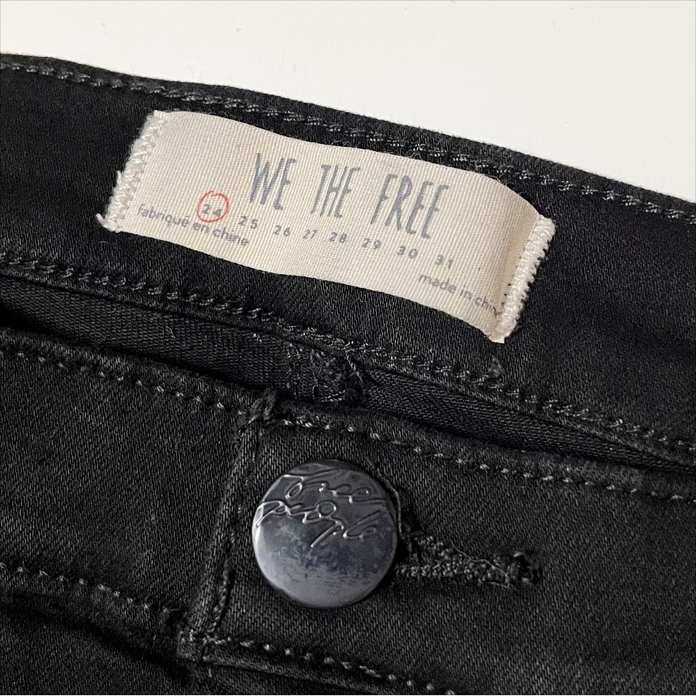 Free People We the Free Split Flare Jeans 24 00 black high rise front slit - Picture 6 of 12